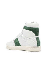 Baskets montantes en cuir blanc et vert Saint Laurent