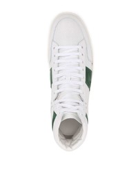 Baskets montantes en cuir blanc et vert Saint Laurent