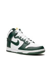 Baskets montantes en cuir blanc et vert Nike