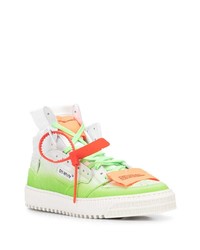 Baskets montantes en cuir blanc et vert Off-White