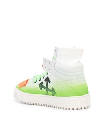 Baskets montantes en cuir blanc et vert Off-White