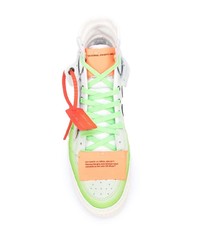 Baskets montantes en cuir blanc et vert Off-White