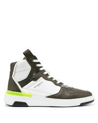 Baskets montantes en cuir blanc et vert Givenchy