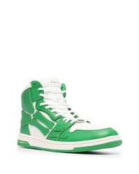 Baskets montantes en cuir blanc et vert Amiri