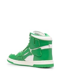 Baskets montantes en cuir blanc et vert Amiri