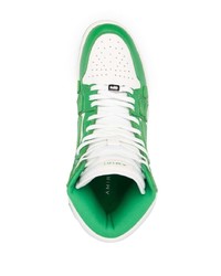 Baskets montantes en cuir blanc et vert Amiri