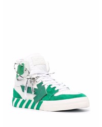 Baskets montantes en cuir blanc et vert Off-White