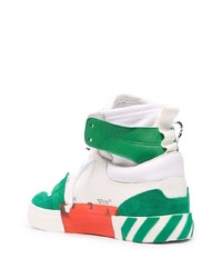 Baskets montantes en cuir blanc et vert Off-White