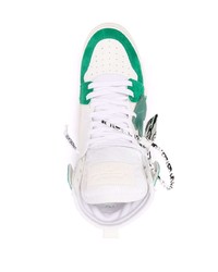 Baskets montantes en cuir blanc et vert Off-White