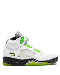 Baskets montantes en cuir blanc et vert Jordan