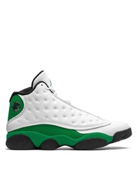 Baskets montantes en cuir blanc et vert Jordan