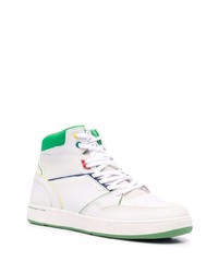 Baskets montantes en cuir blanc et vert PS Paul Smith