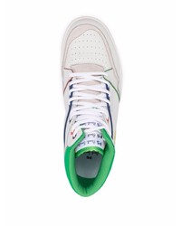 Baskets montantes en cuir blanc et vert PS Paul Smith