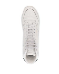 Baskets montantes en cuir blanc et vert Saint Laurent