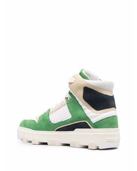 Baskets montantes en cuir blanc et vert DSQUARED2