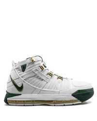 Baskets montantes en cuir blanc et vert Nike