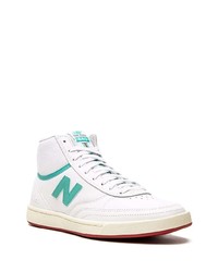 Baskets montantes en cuir blanc et vert New Balance