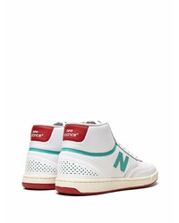 Baskets montantes en cuir blanc et vert New Balance