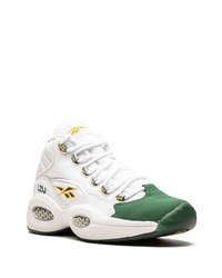 Baskets montantes en cuir blanc et vert Reebok