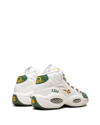 Baskets montantes en cuir blanc et vert Reebok