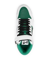 Baskets montantes en cuir blanc et vert A Bathing Ape