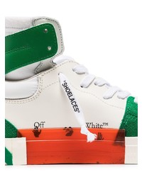 Baskets montantes en cuir blanc et vert Off-White