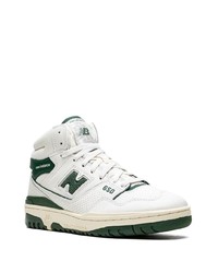 Baskets montantes en cuir blanc et vert New Balance