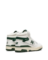 Baskets montantes en cuir blanc et vert New Balance