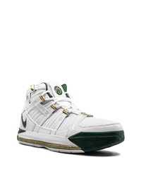 Baskets montantes en cuir blanc et vert Nike