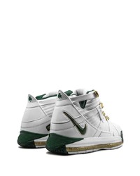 Baskets montantes en cuir blanc et vert Nike