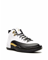 Baskets montantes en cuir blanches et noires Jordan