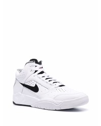 Baskets montantes en cuir blanches et noires Nike