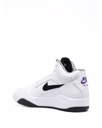 Baskets montantes en cuir blanches et noires Nike