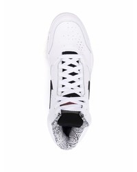 Baskets montantes en cuir blanches et noires Nike