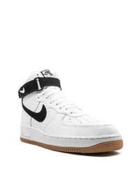 Baskets montantes en cuir blanches et noires Nike