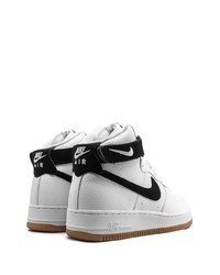 Baskets montantes en cuir blanches et noires Nike