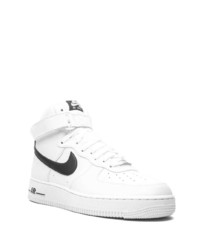 Baskets montantes en cuir blanches et noires Nike