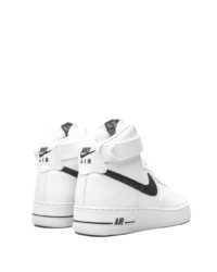 Baskets montantes en cuir blanches et noires Nike