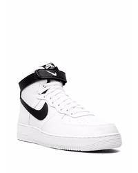 Baskets montantes en cuir blanches et noires Nike