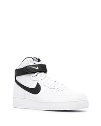 Baskets montantes en cuir blanches et noires Nike