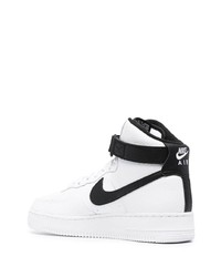 Baskets montantes en cuir blanches et noires Nike