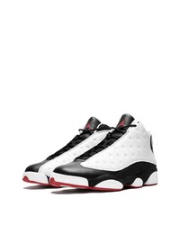 Baskets montantes en cuir blanches et noires Jordan