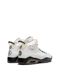 Baskets montantes en cuir blanches et noires Jordan