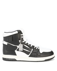 Baskets montantes en cuir blanches et noires Amiri