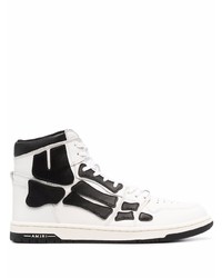 Baskets montantes en cuir blanches et noires Amiri