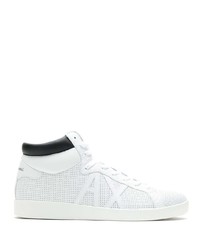 Baskets montantes en cuir blanches et noires Armani Exchange