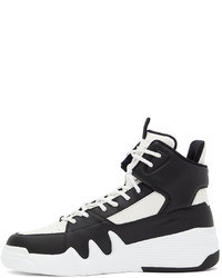 Baskets montantes en cuir blanches et noires Giuseppe Zanotti