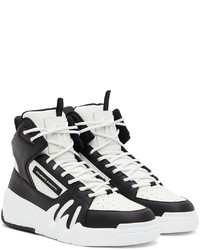 Baskets montantes en cuir blanches et noires Giuseppe Zanotti