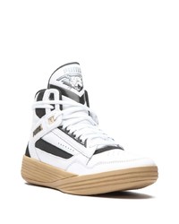 Baskets montantes en cuir blanches et noires Puma