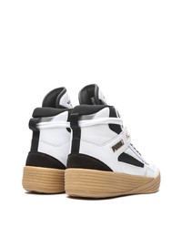 Baskets montantes en cuir blanches et noires Puma